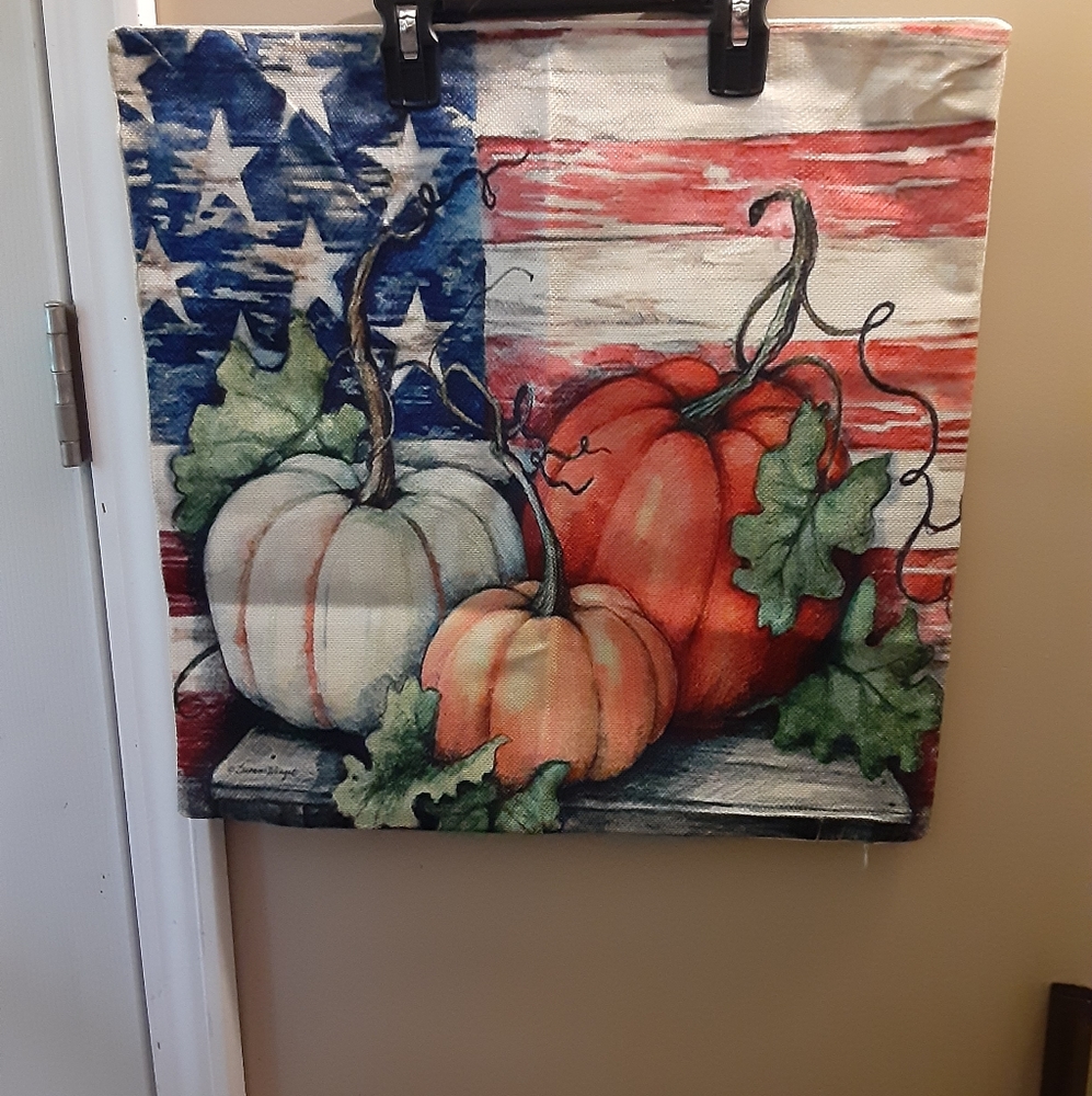 Pumpkins and American flag Pillow case.